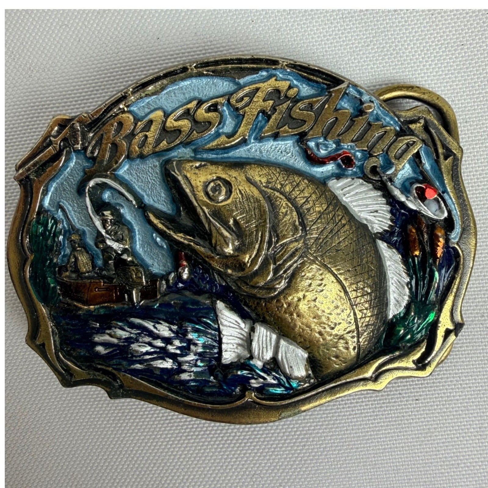 Vintage 1987 The Great American Belt Buckle Co Bass Fishing 1820 Made in USA