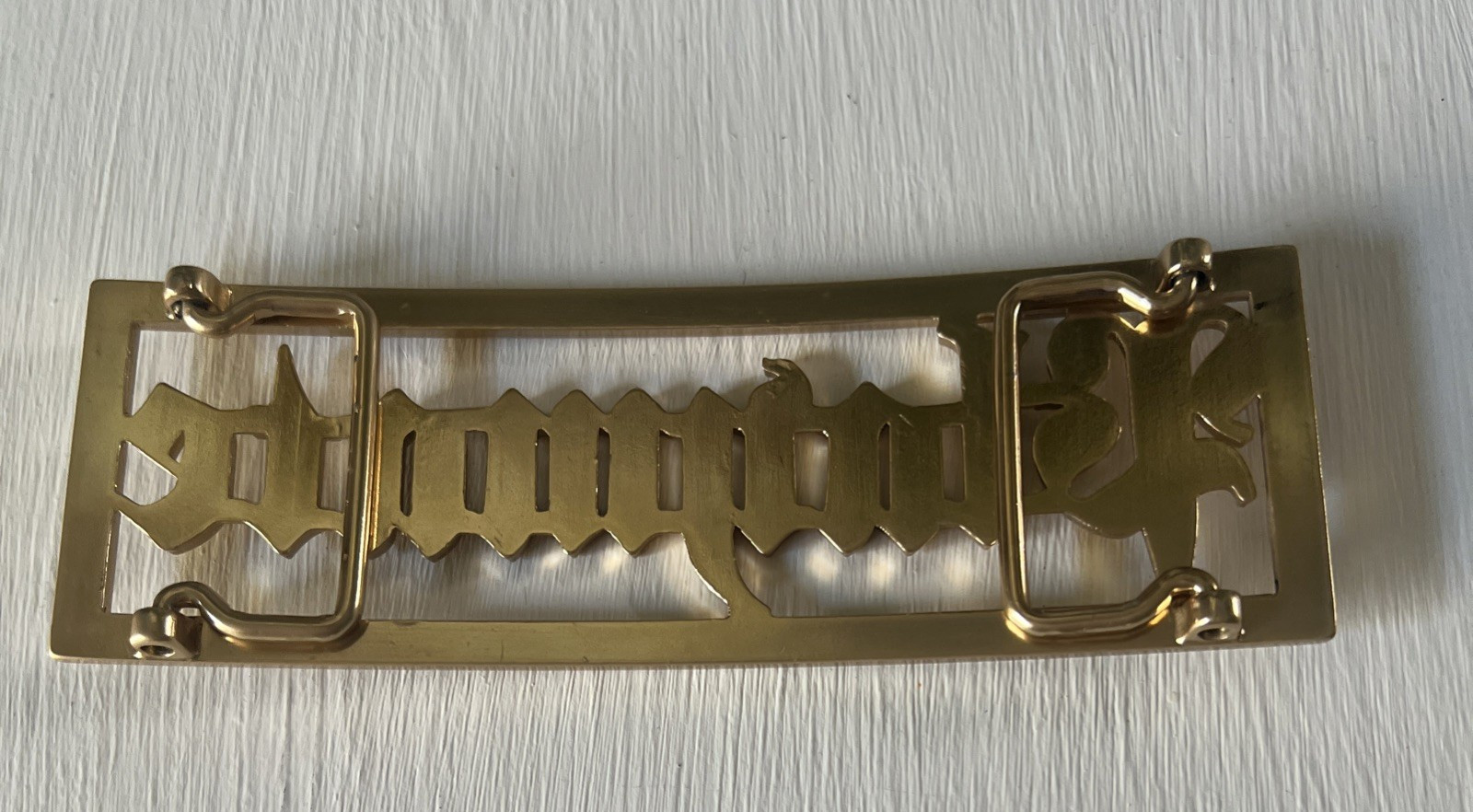 Gold Tone PLAYMATE Belt Buckle Metal Spellout rectangle( fits 1.5&Prime; w/belt)