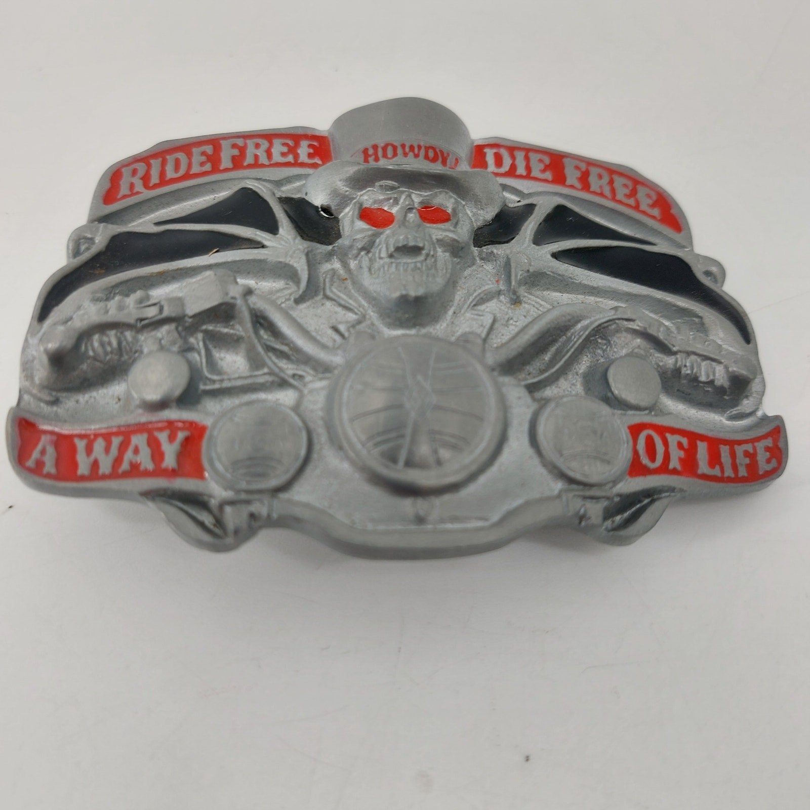 Ride Free Die Free A Way of Life Howdy Biker Belt Buckle Skull