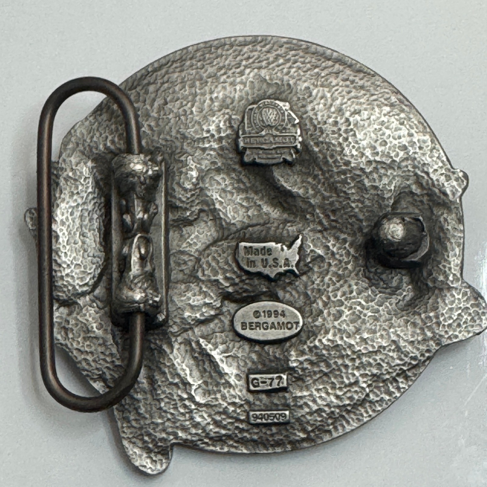 Bergamot 1994 Toon Time Cat Belt Buckle Pewter Made in USA G 77