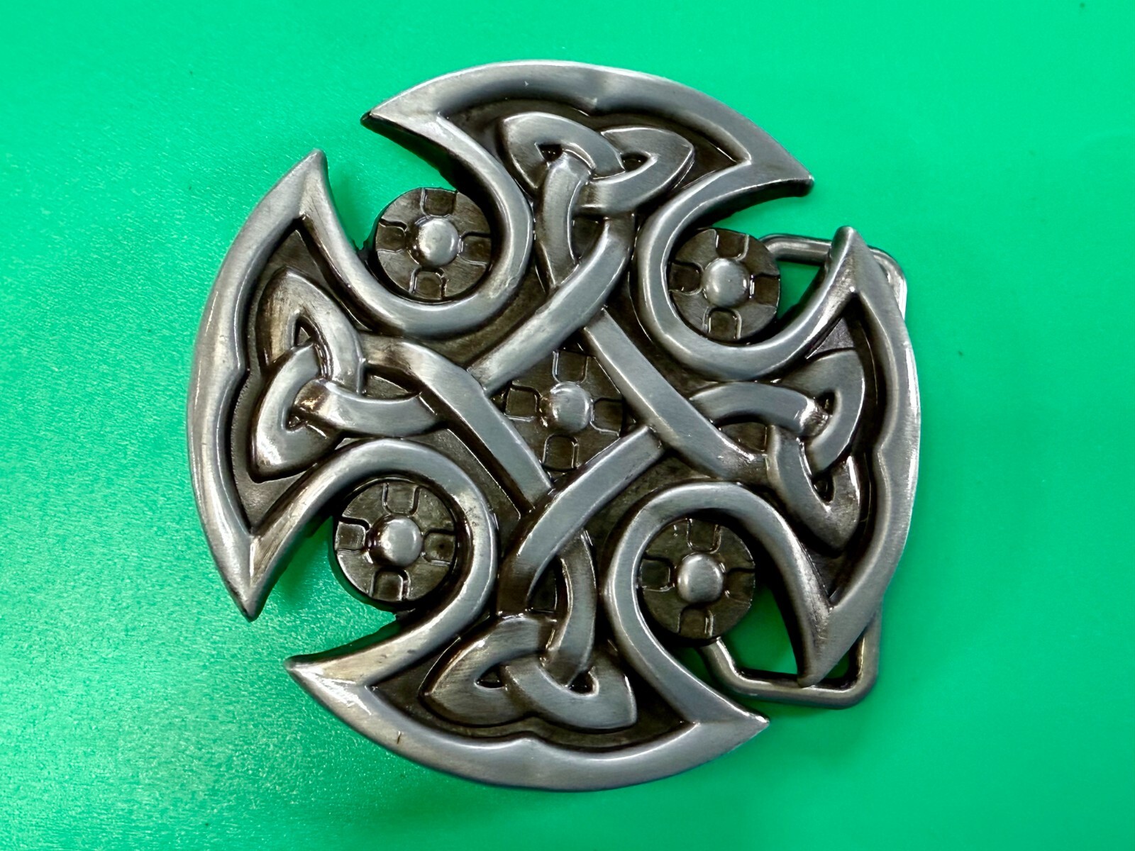 Celtic Shield Iron Cross Religious Gothic Punk Cutout Silver Color Belt Buckle