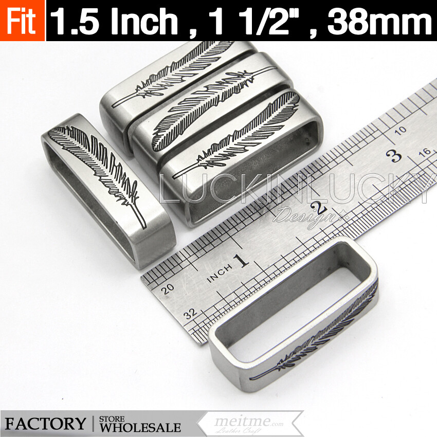 1 1/2&Prime; Stainless Steel Buckle Loop Leather Belt Jeans Suit Keeper Craft DIY -1pc