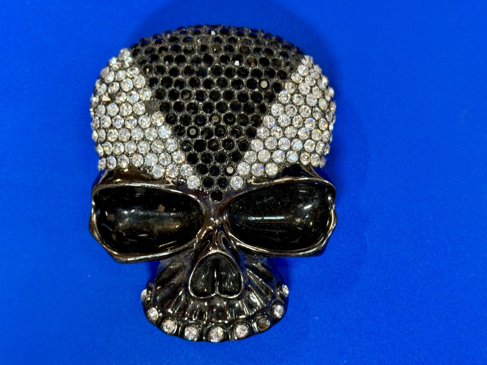 Skull Head Clear Bling Rhinestone Gothic Punk Figural Belt Buckle Missing Stone
