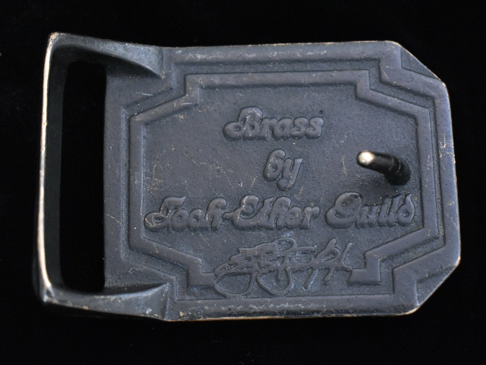 Rare Tech Ether Guild Scottish Sentry Bagpipes Solid Brass Vintage Belt Buckle