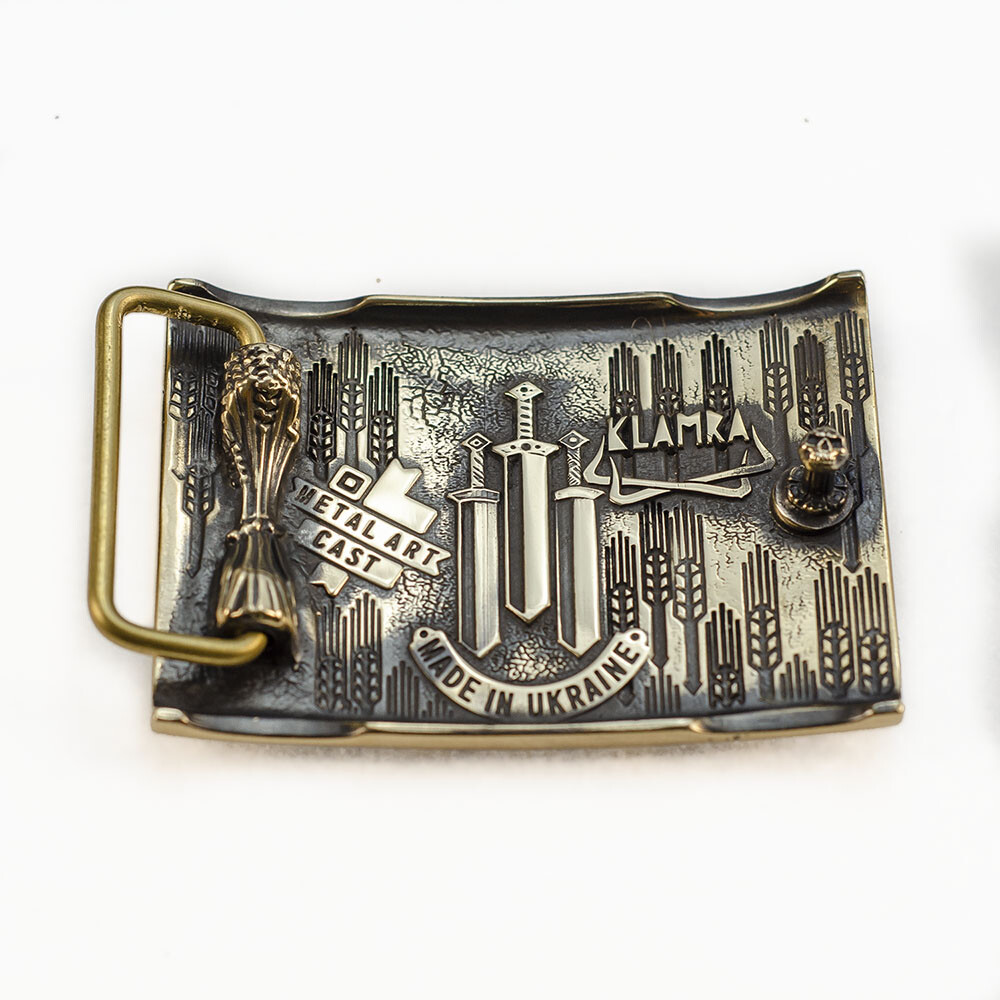 Fehu runic brass belt buckle, Feoh Wealth Rune Seltic Old Norse Scandinavian