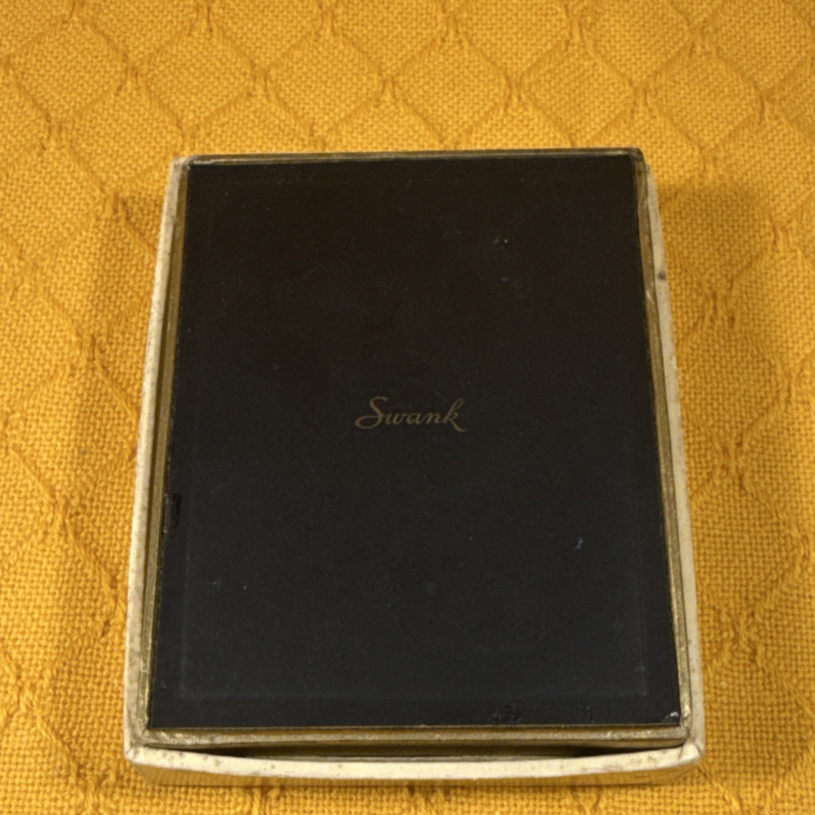 Swank Vintage Gold Tone Rectangular Metal Men&rsquo;s Belt Buckle with Box