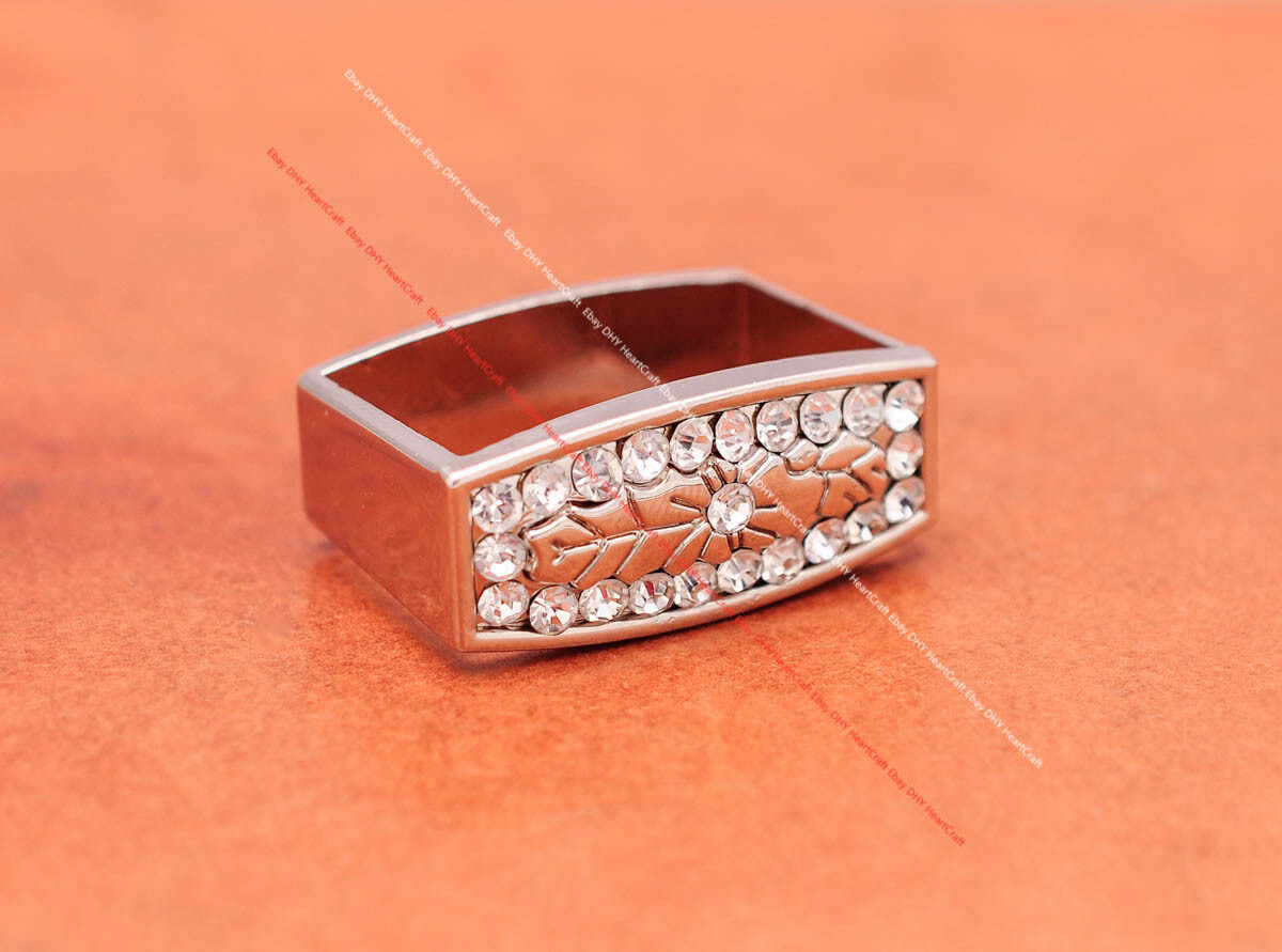 30mm Bling Silver Men Western Rhinestone Crystal Cowboy 3 Piece Set Belt Buckle