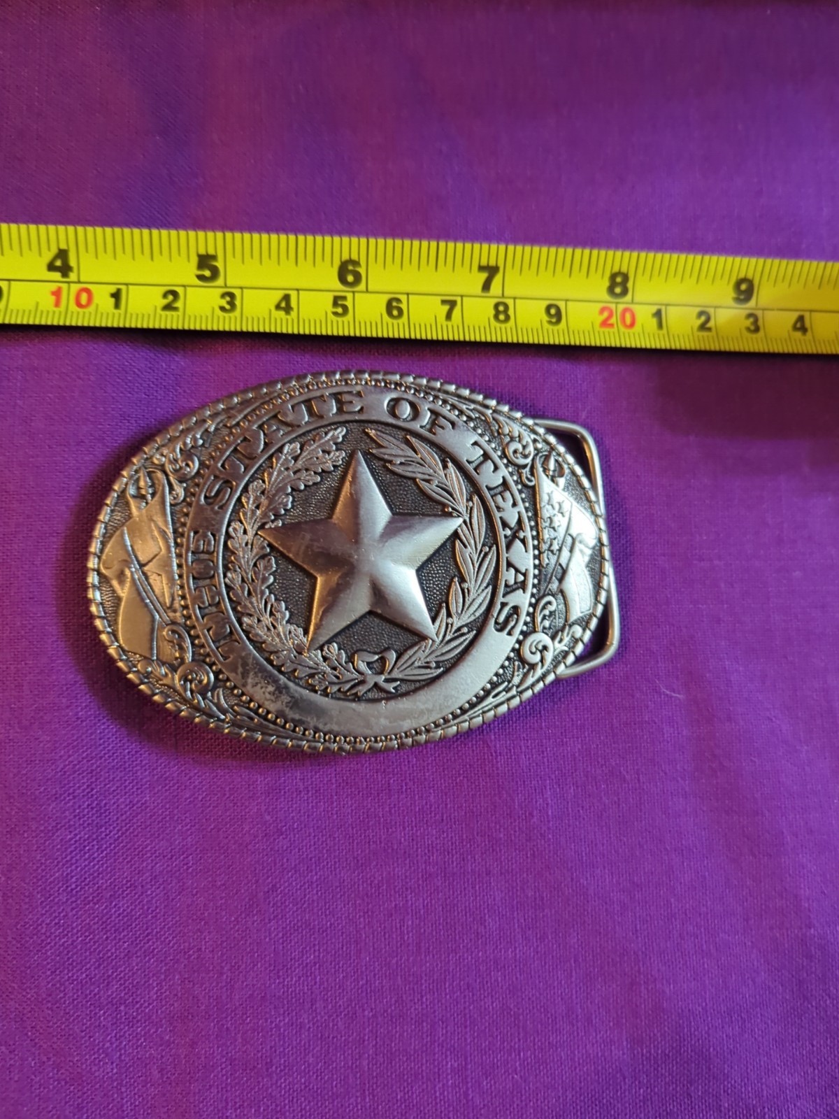 Texoma Leather & Brass – The State of Texas Flag Star Silver Belt Buckle
