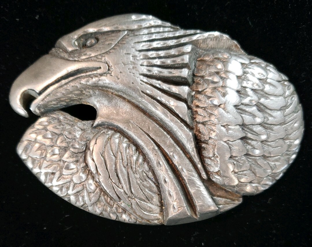 Eagle Belt Buckle EJC 1995 Vintage Pewter Made in USA America Size 3.5&Prime; x 2.5&Prime;