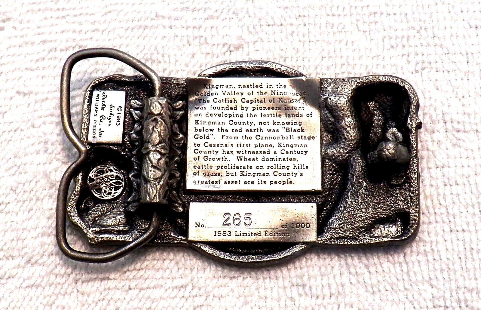 CLASSIC BELT BUCKLE KINGMAN KANSAS CENTENNIAL CELEBRAT LMT ED #265 OF 1000 BB18