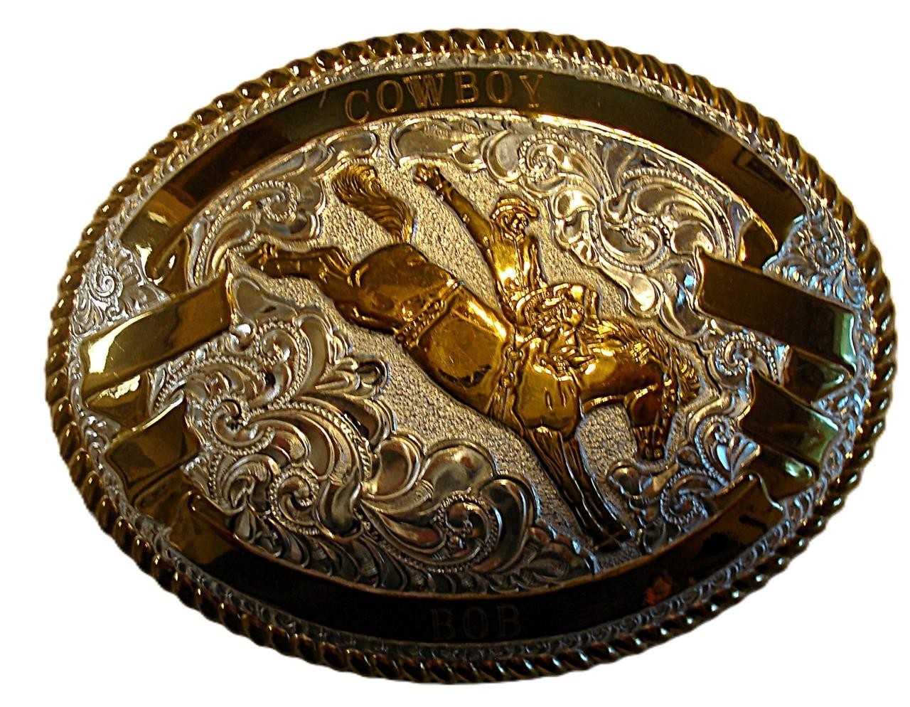 CRUMRINE BRONCO RIDER BELT BUCKLE HEAVY SILVER PLATE Over BRONZE!