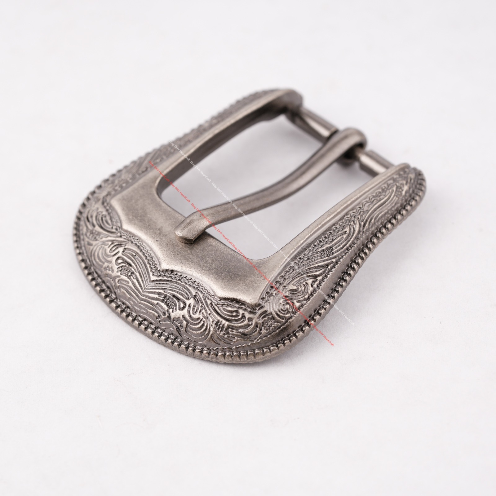 25MM Antique Western Cowboy Flower Engraved Leathercraft Belt Buckle 3-Piece Set