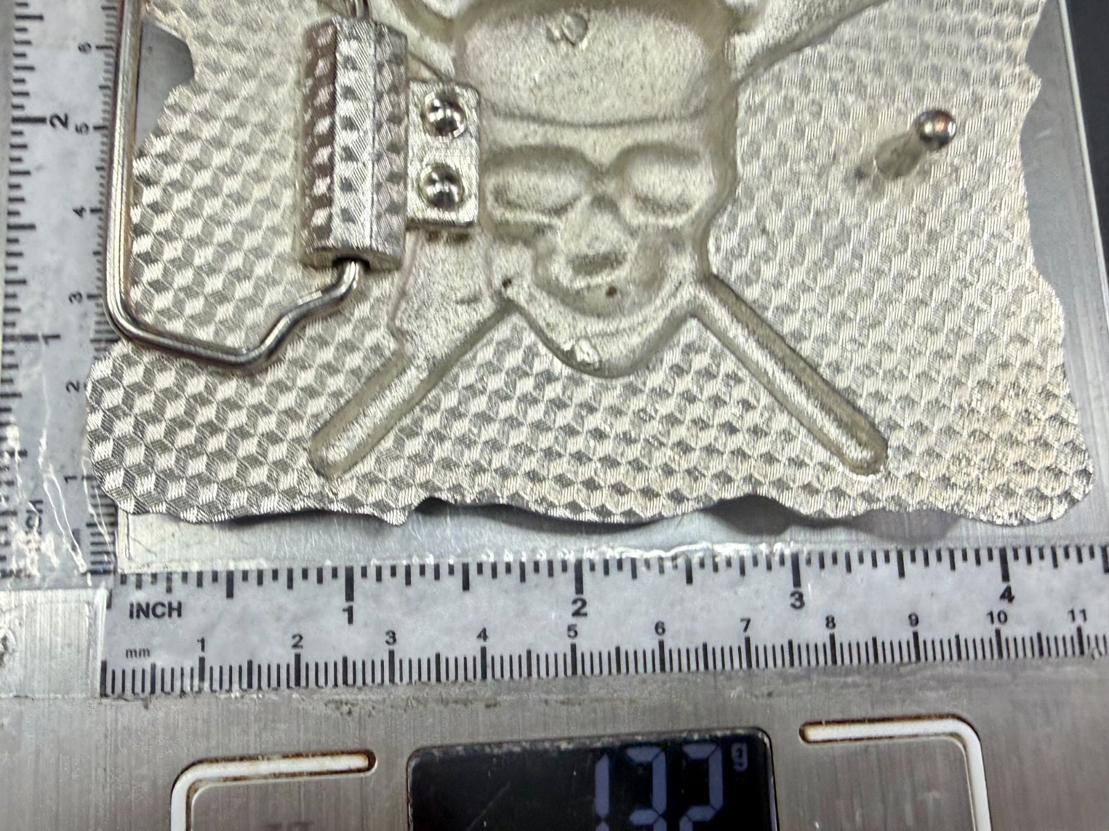 Raised Pirate Skull in Red Bandana Swords Gothic Punk Biker Vibe Belt Buckle