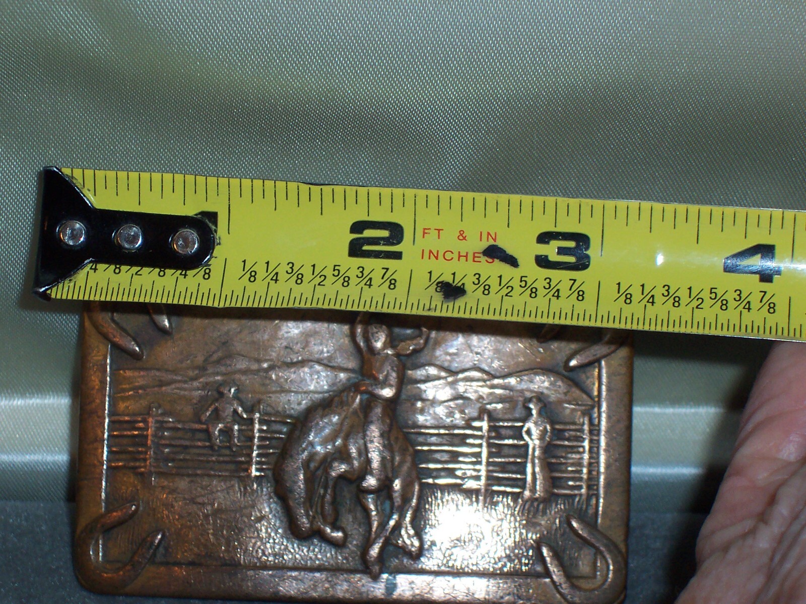 COWBOY western RODEO bronco horse Vintage 1950s belt buckle BRONZE brass