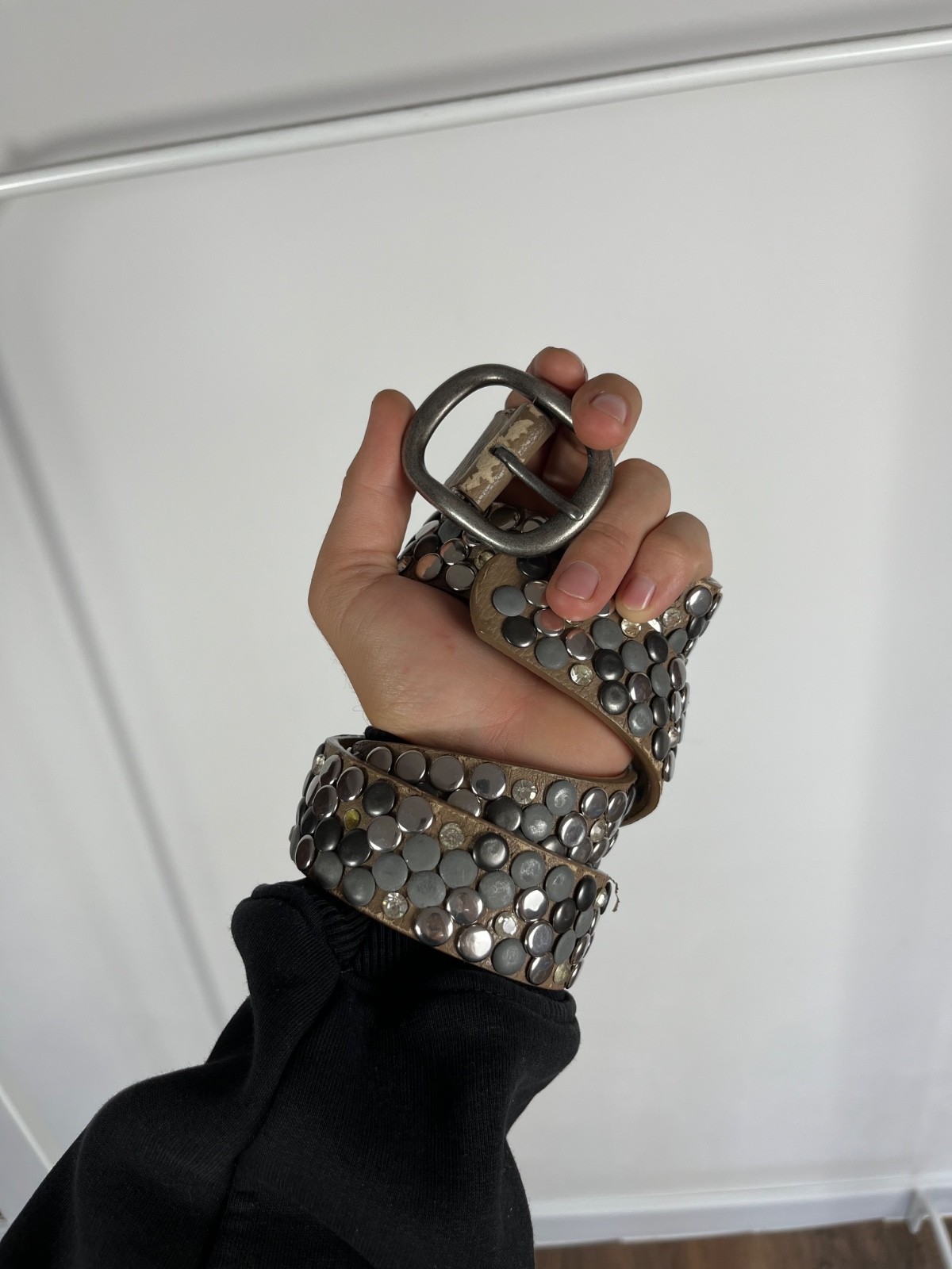 Vintage Studded Punk Rock Belt 105cm 41in Goth Metal Rivet Buckle