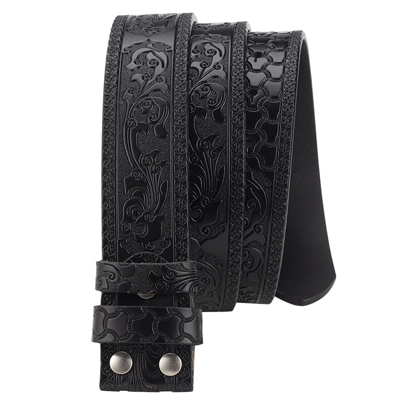 Embossed Western Leather Belt Cowboy Rodeo Casual Leather Belt Floral Embossed