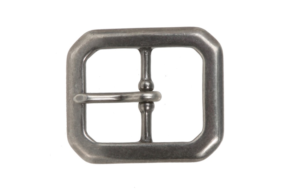 1 1/4 Inch Center Bar Single Prong Solid Brass Octagon Rectangular Belt Buckle