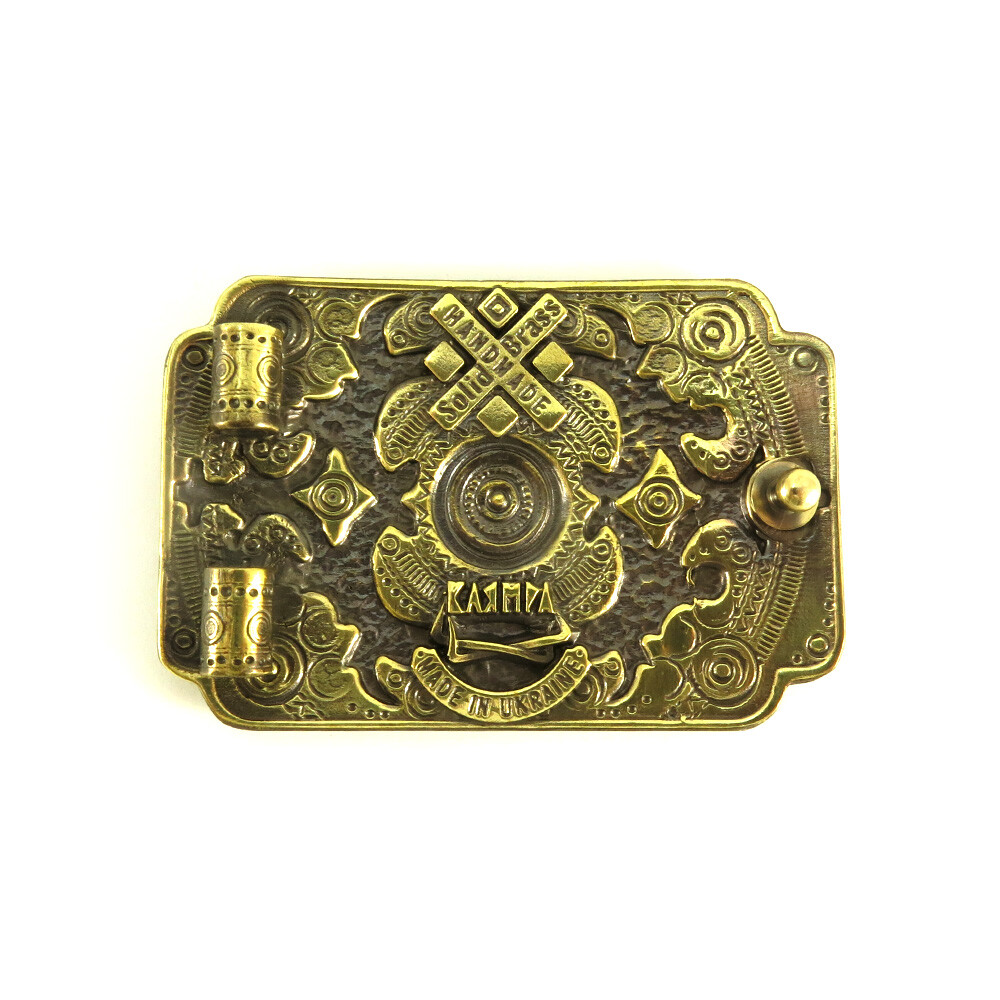 Brass belt buckle Sun, Ornamental, Christian, Ukrainian traditional cross amulet