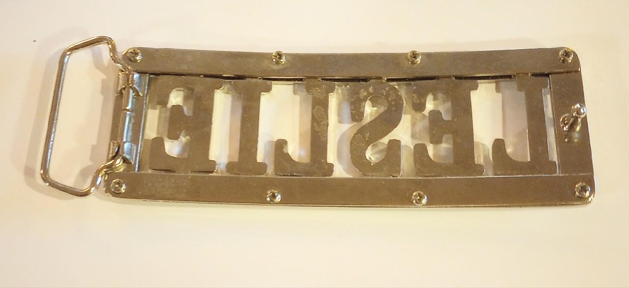 Wide Bling Rhinestone Name Belt Buckle Leslie 5-1/2&Prime; wide x 1-1/2&Prime; 1-1/8&Prime; Belt