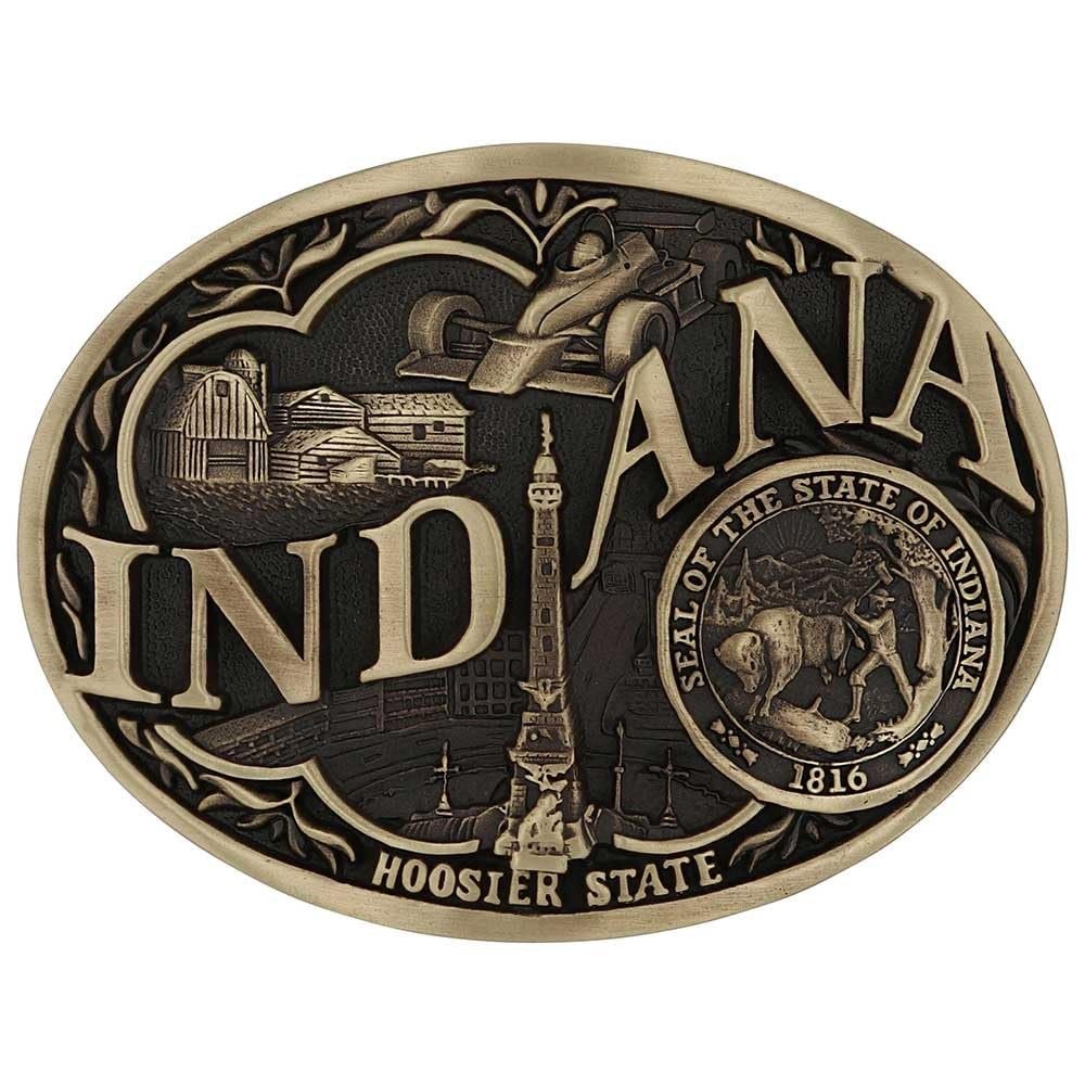 Montana Silversmiths State Heritage Antiqued Oval Brass Western Belt Buckle New