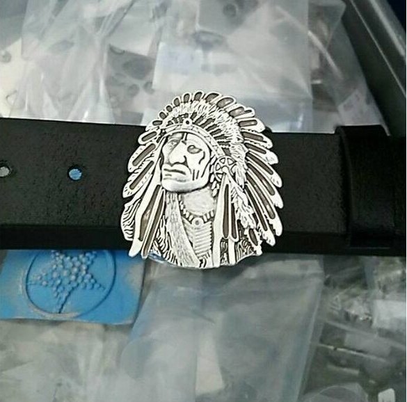 Native American Chief Belt Buckle 925 Antique Silver | Unpainted & For Painting