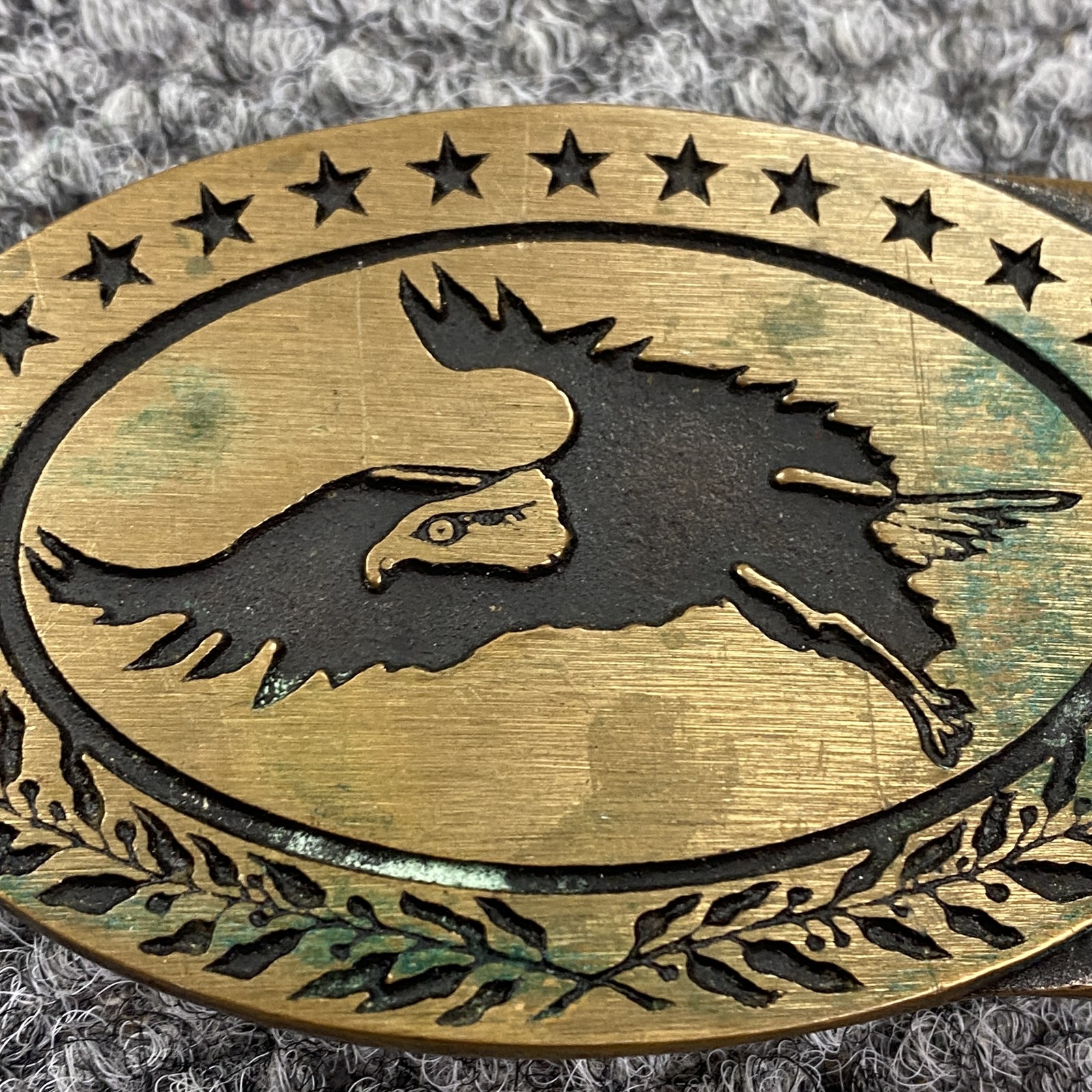 Vintage Tech Ether Guild Bald Eagle Belt Buckle Solid Brass USA Patriotic 70s