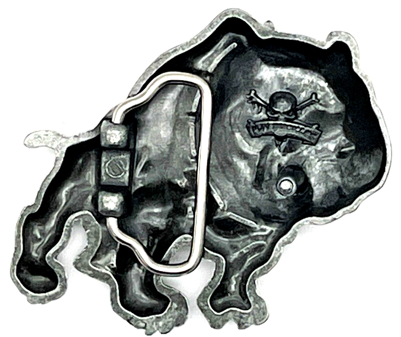 British BullDog Spiked Collar Animal Enameled Belt Buckle