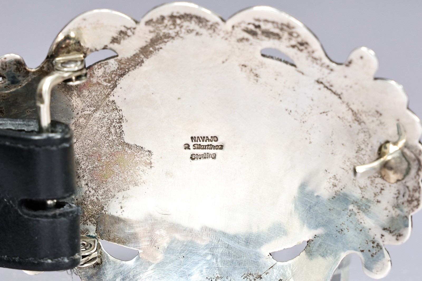 Rick Martinez Navajo Sterling Silver Blue Lapis Lazuli Belt Buckle