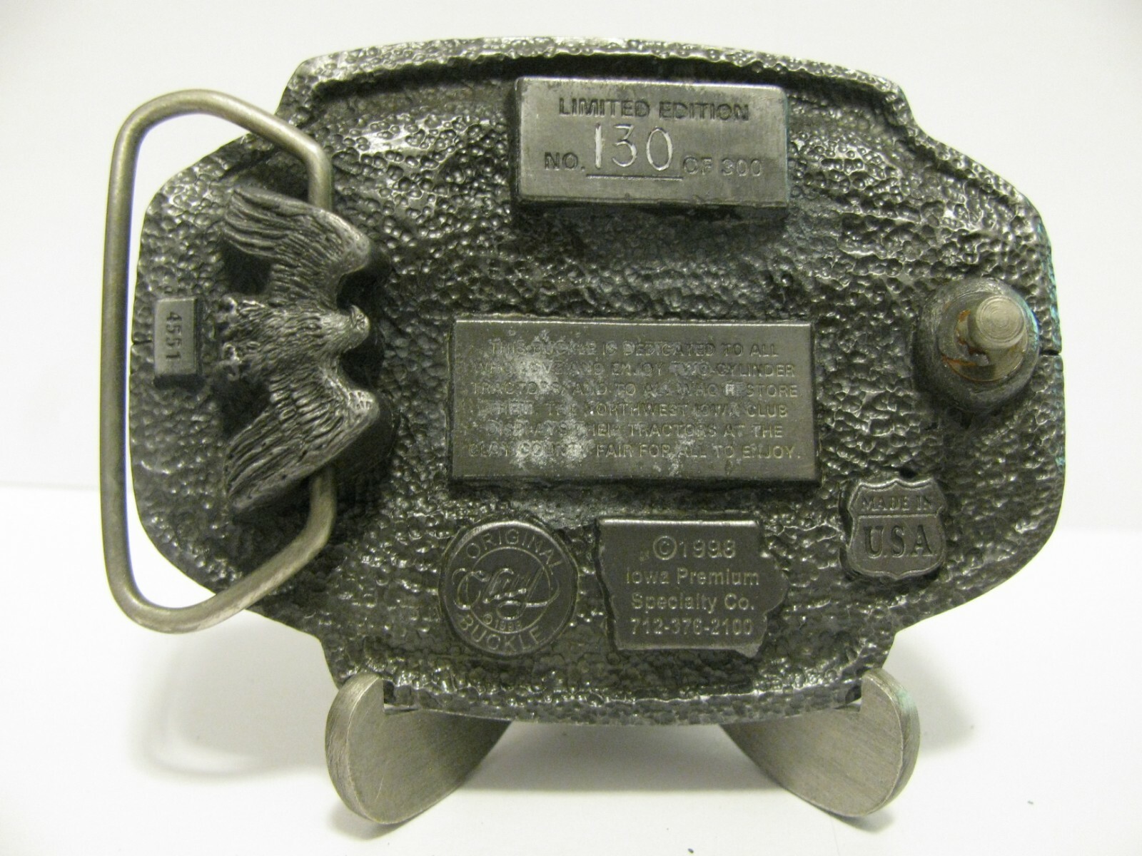Clay County Fair Spencer Iowa 1998 John Deere 2 Cylinder Tractors Belt Buckle jd