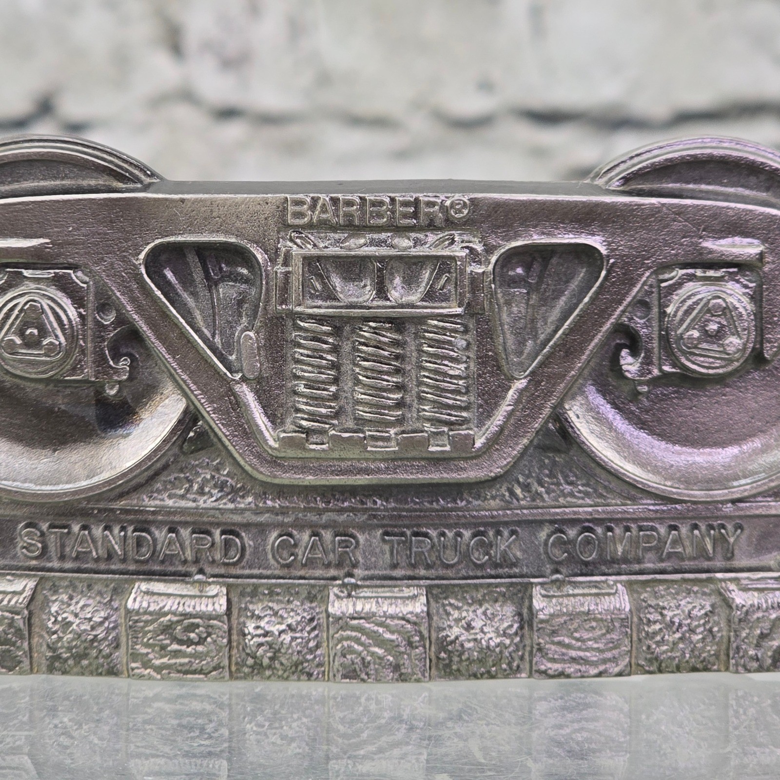 Standard Car Truck Co Barber Railroad Truck 3D Belt Buckle Silver USA Limited Ed