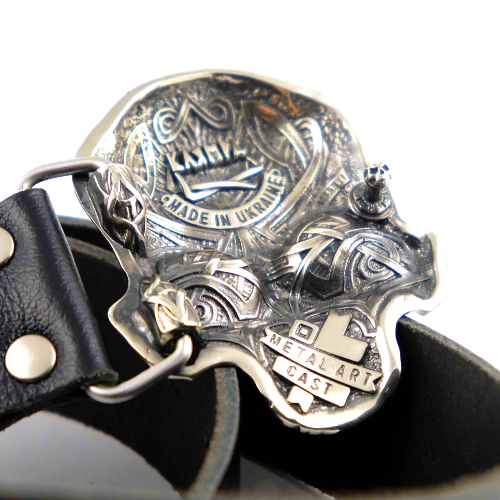 Skull belt buckle, Human skull german silver belt buckle Jolly Roger