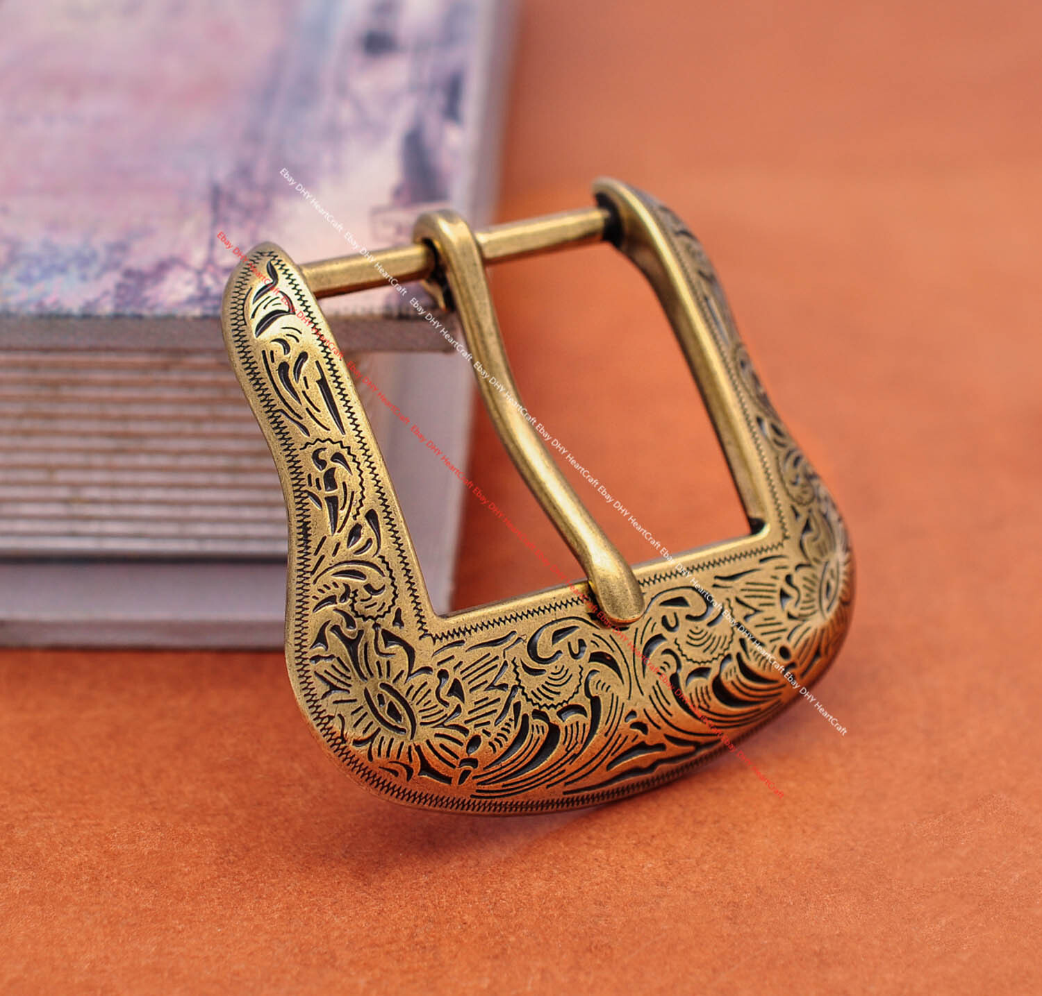 Antique Brass Western Cowboy Rodeo Floral 5 pcs Set Belt Buckle fit 1-1/2&Prime; Belt
