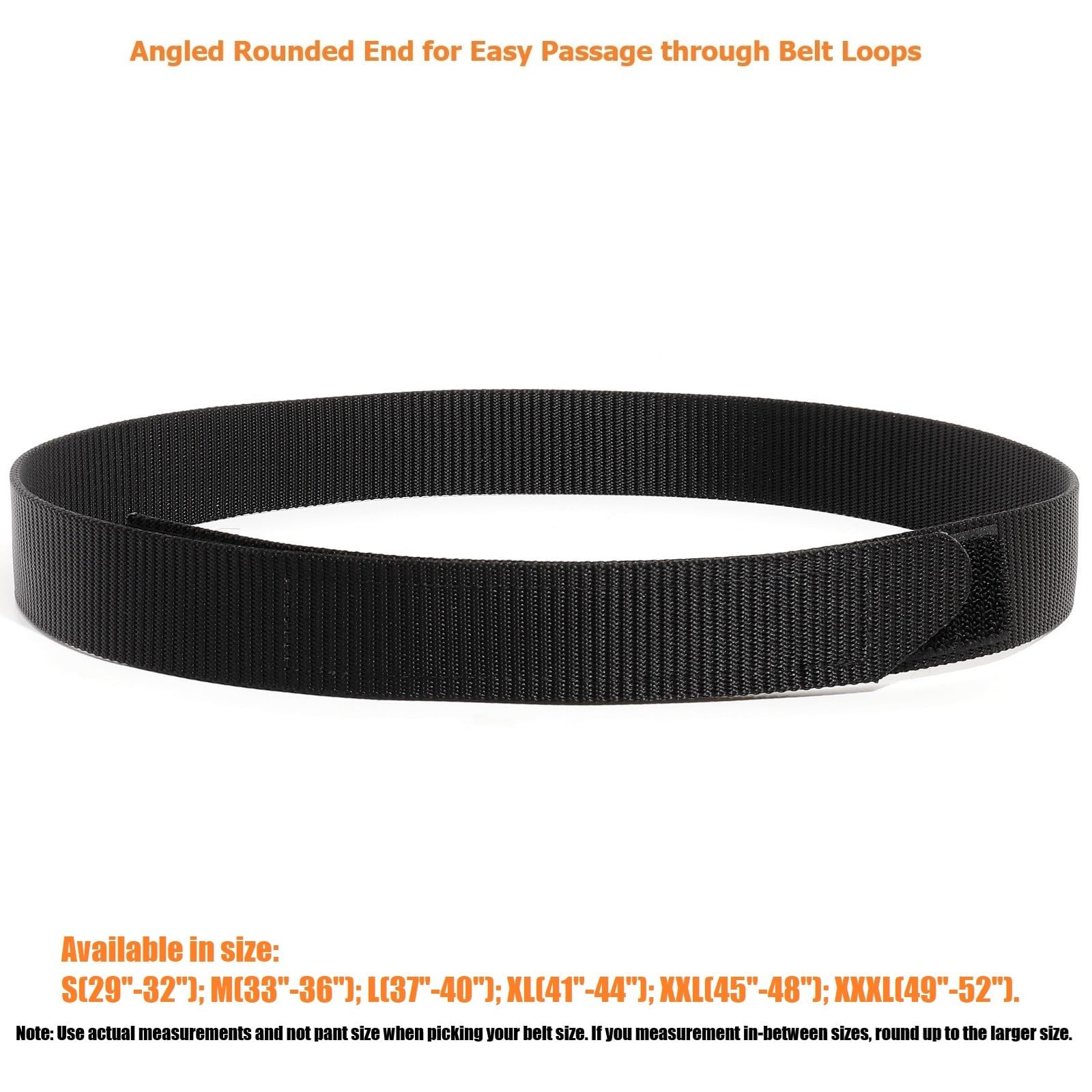 TACNEX No-Scratch Nylon Belt 1 3/8&Prime; No Metal Buckle X-Large, Black