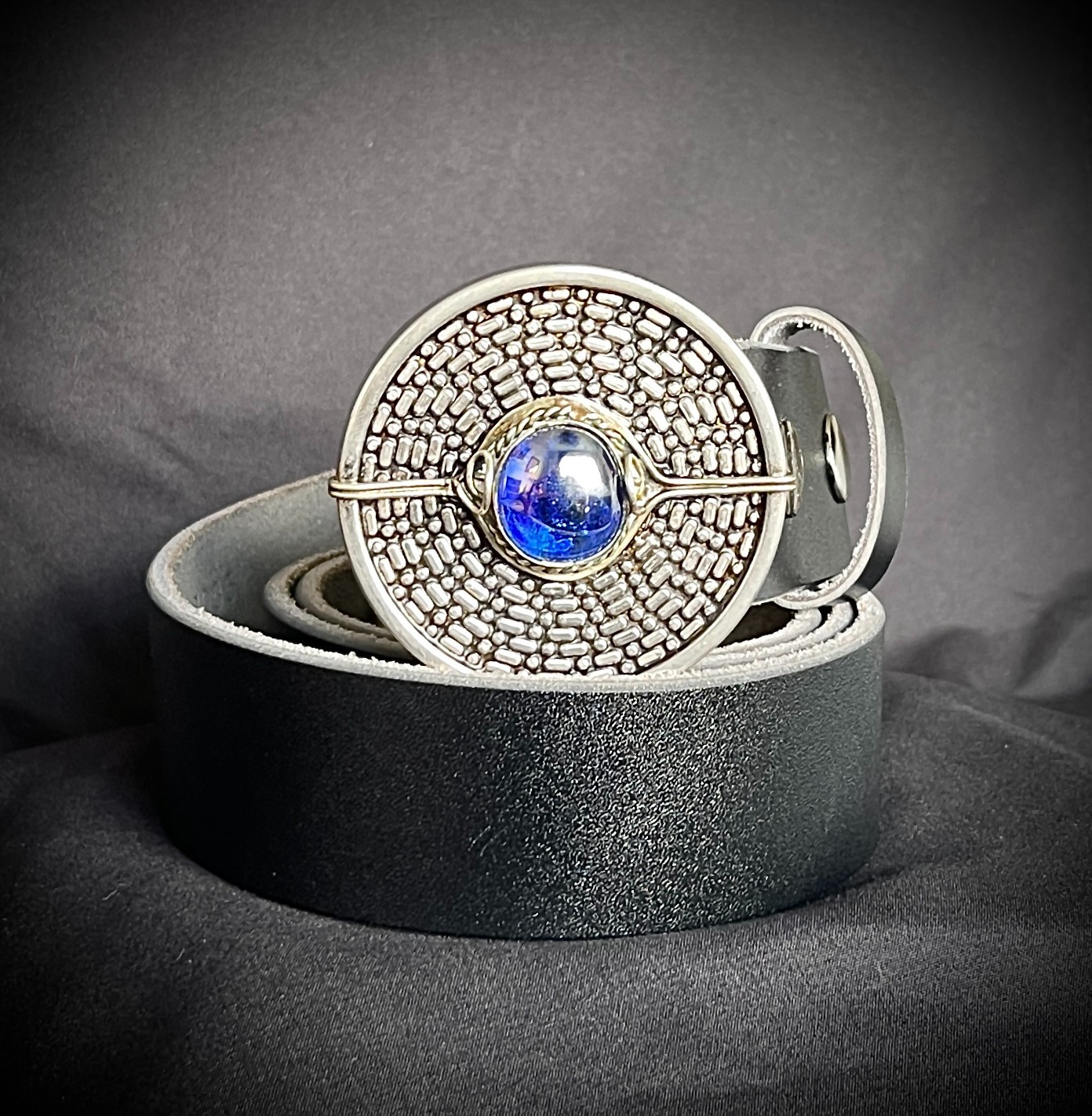 Darren McNeese Archive Belt Buckle Blue Stone Peru Industrial Gothic Handmade