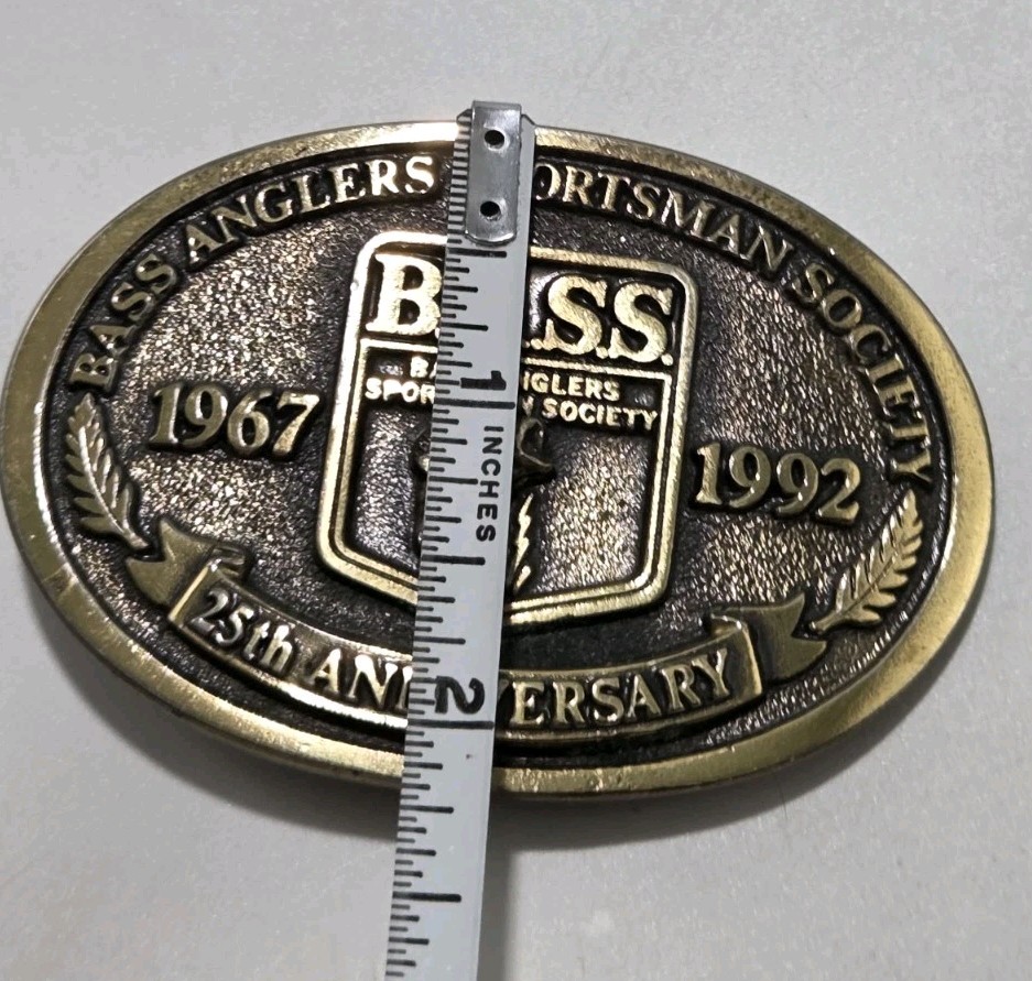 Bass Anglers Sportsman Society Belt Buckle 25th Anniversary 1992 Vintage