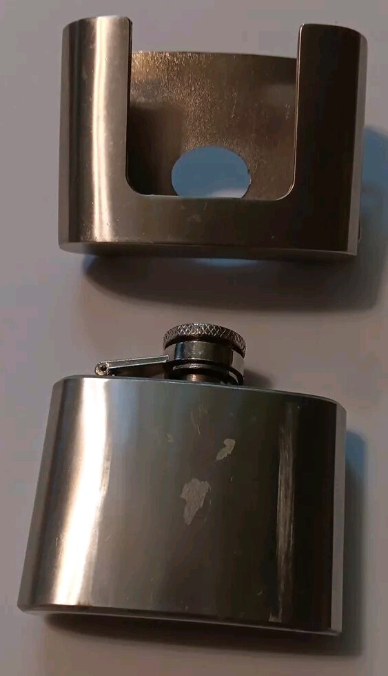 2 oz. Stainless Steel Flask Metal Removable Concealed Belt Buckle Alcohol Drinks