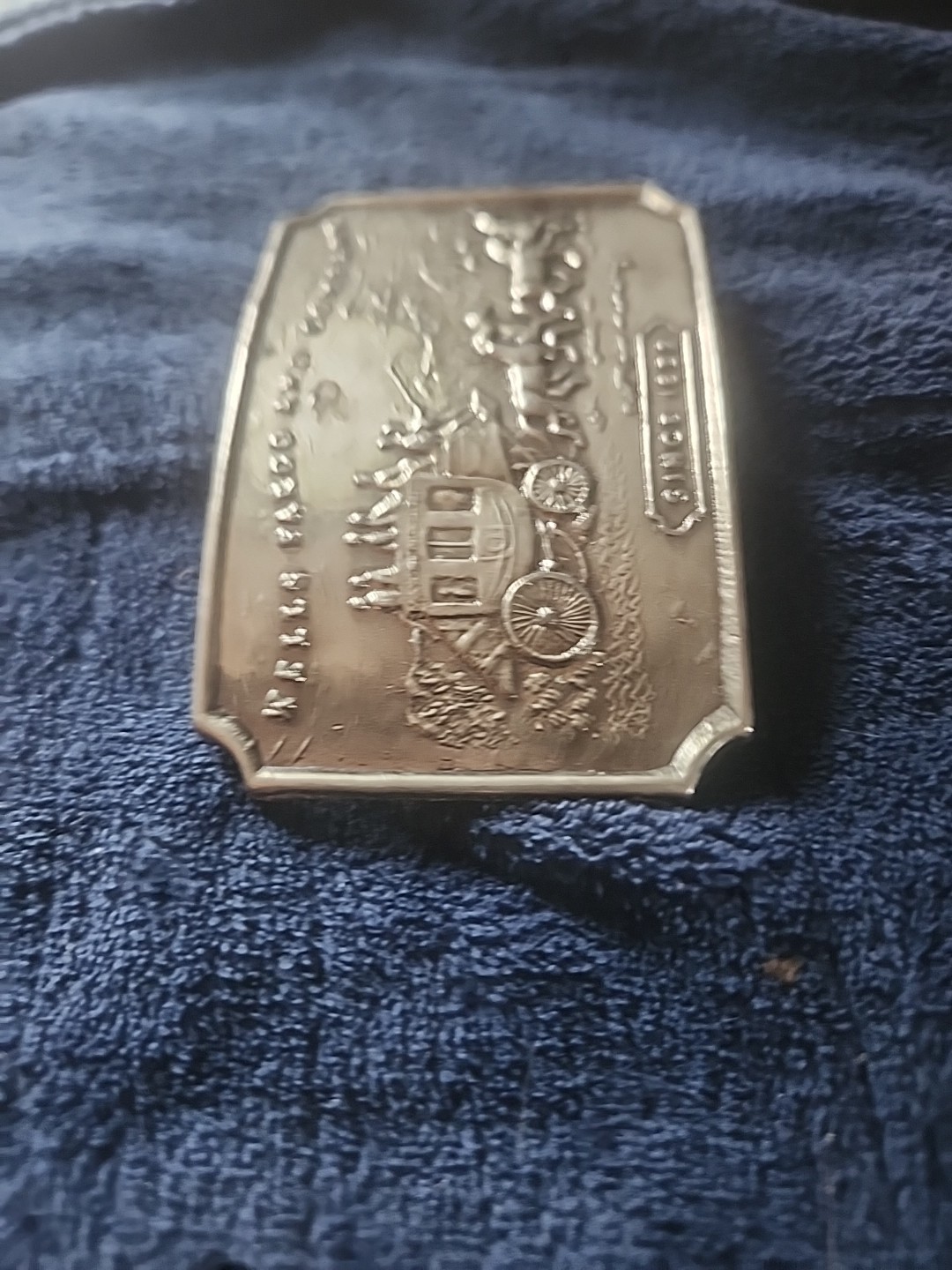 Vintage 1973 Wells Fargo & Company Belt Buckle Silver Plated Tone Since 1852