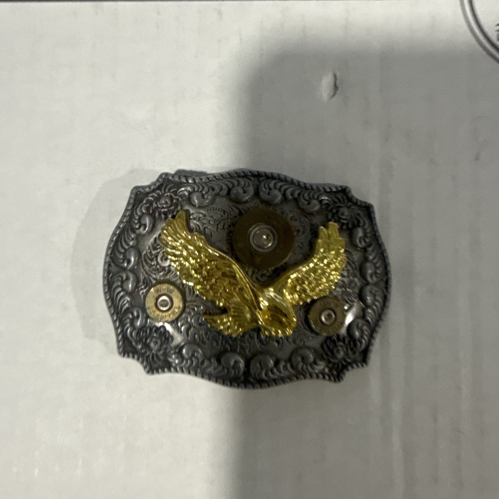 Mens Western Soaring Eagle Belt Buckle Silver Gold Two Tone Made in USA