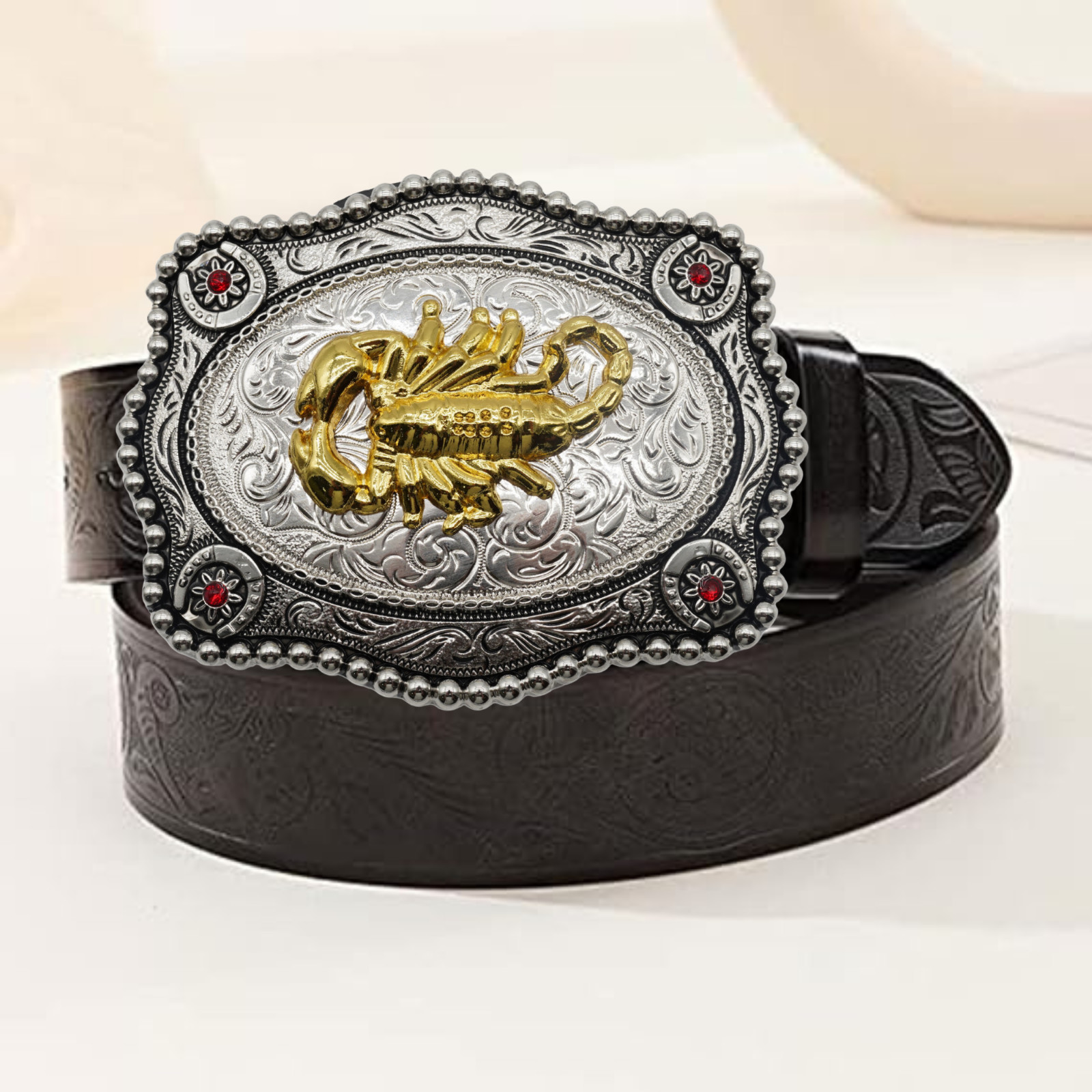 Texas State Cowboy Rodeo Scorpion Saint Jude Rooster Western Rodeo Belt Buckle
