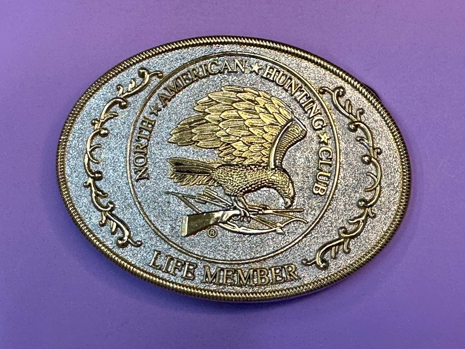 North American Hunting Club Life Member 2-Tone Belt Buckle, Perfect Gift Idea!