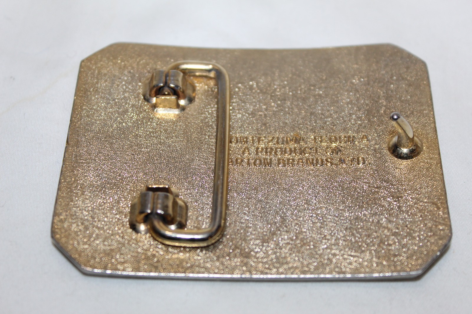 Vintage Montezuma Tequila Men’s Belt Buckle By Barton’s Brands Gold And Black