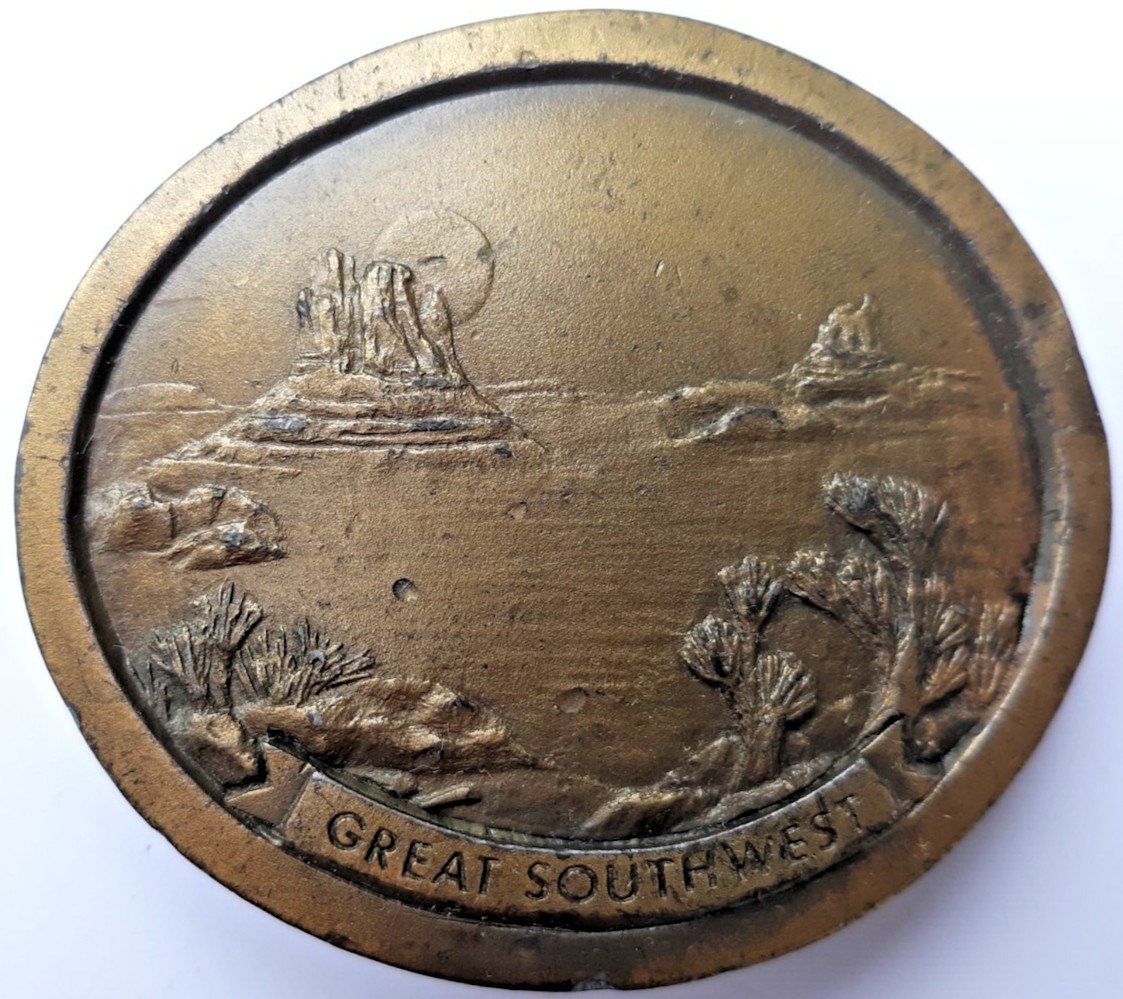 vintage 1976 Indiana Metal Craft belt buckle Great Southwest oval 2.75&Prime; long