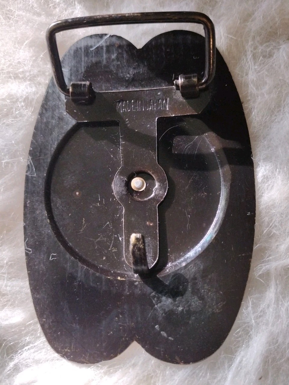 Vtg Horse Head Belt Buckle With Horseshoe Collar Brass Tone Japan