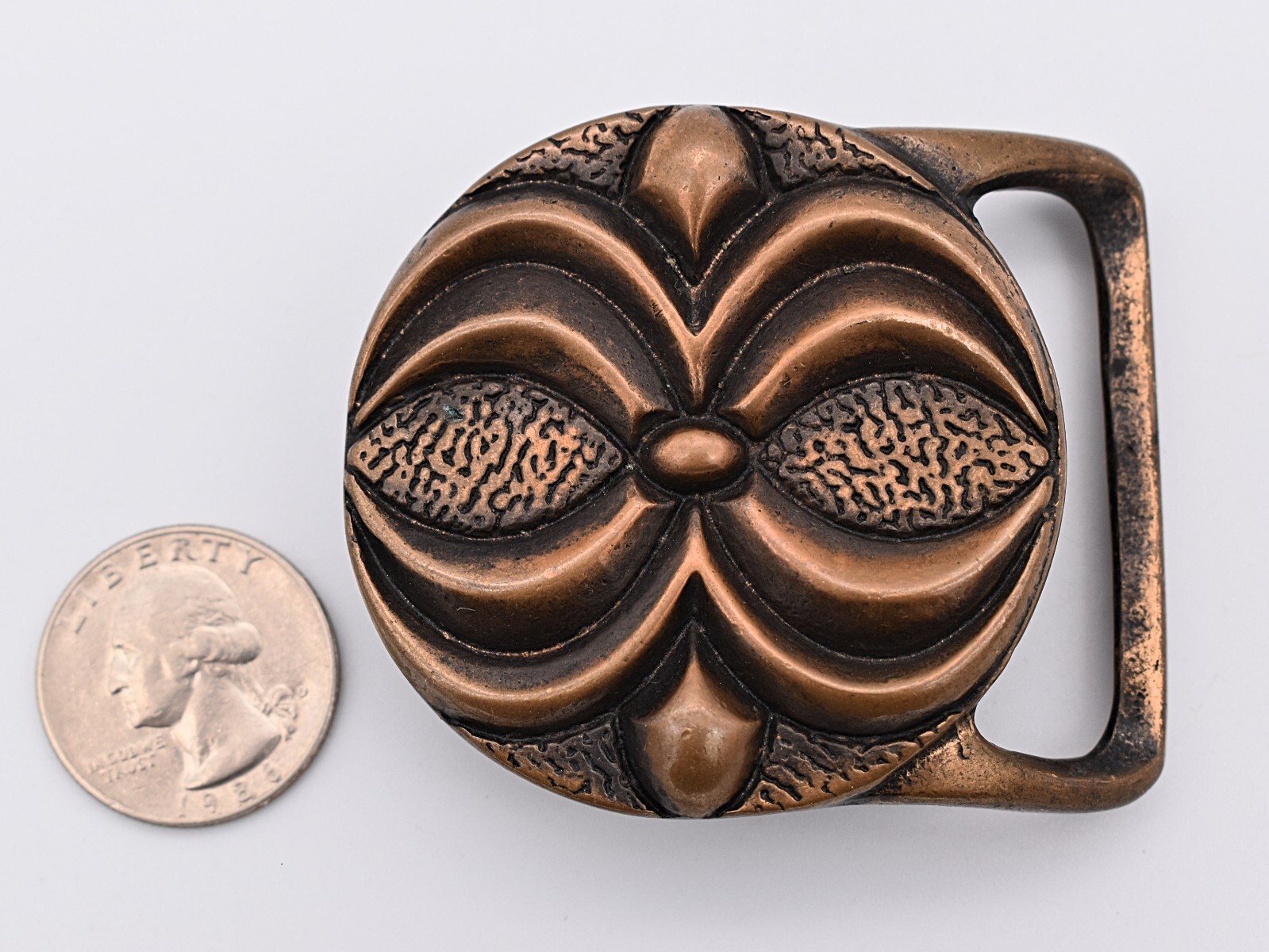 Tech Ether Guild « Lotus » Vintage Solid Brass Belt Buckle