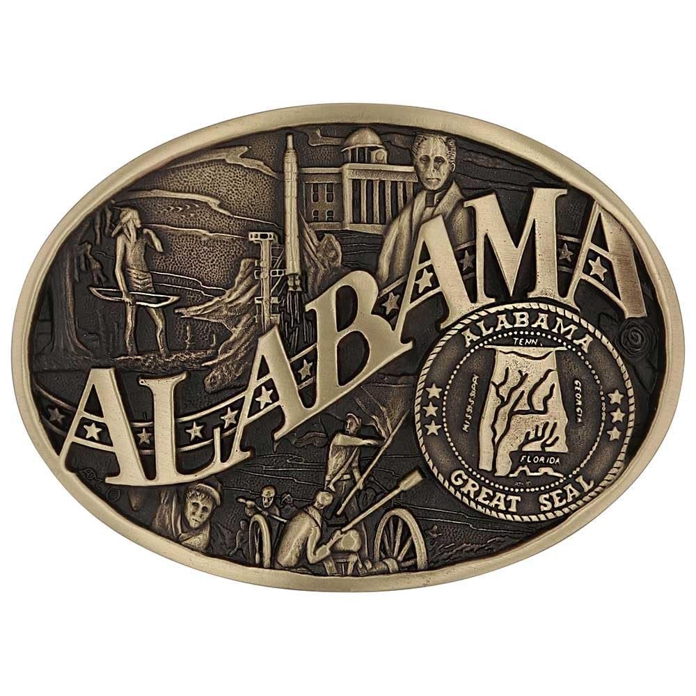 Montana Silversmiths State Heritage Antiqued Oval Brass Western Belt Buckle New