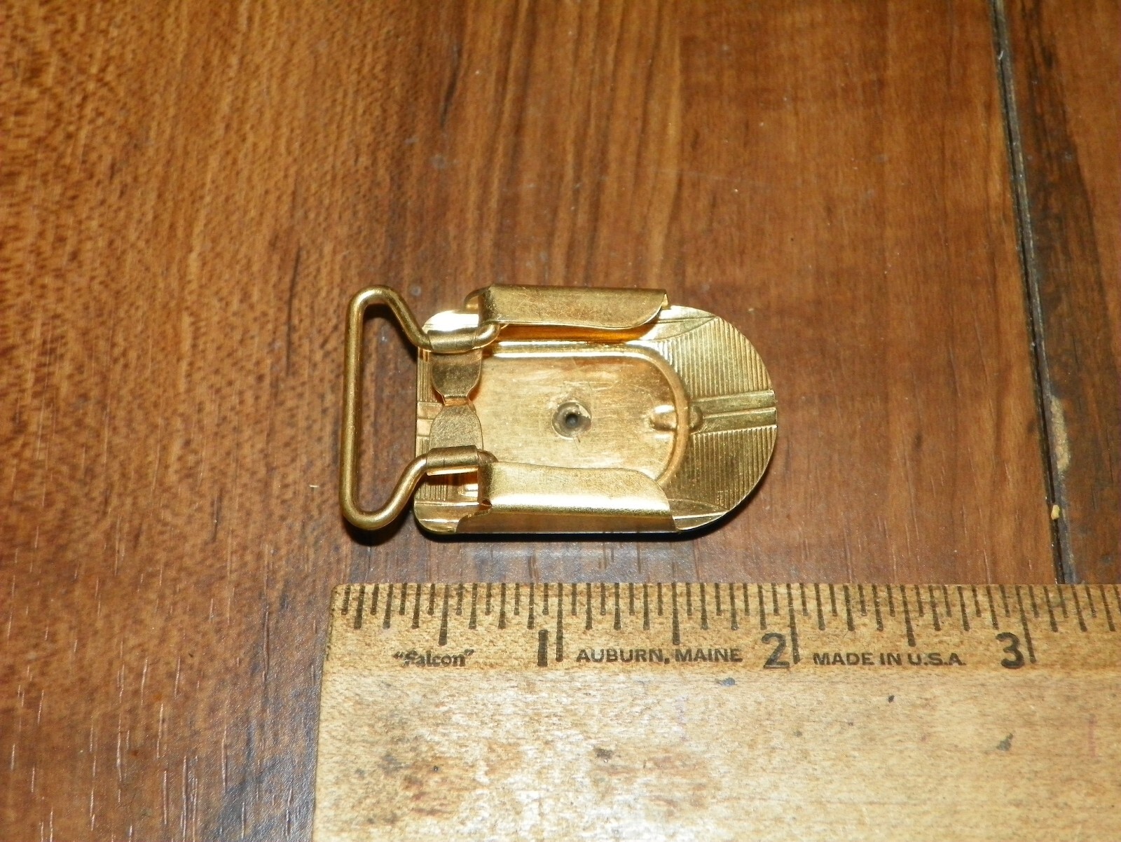 Vintage MACO Brass Belt Buckle Momogrammed « S » w/ Mother of Pearl Inlay
