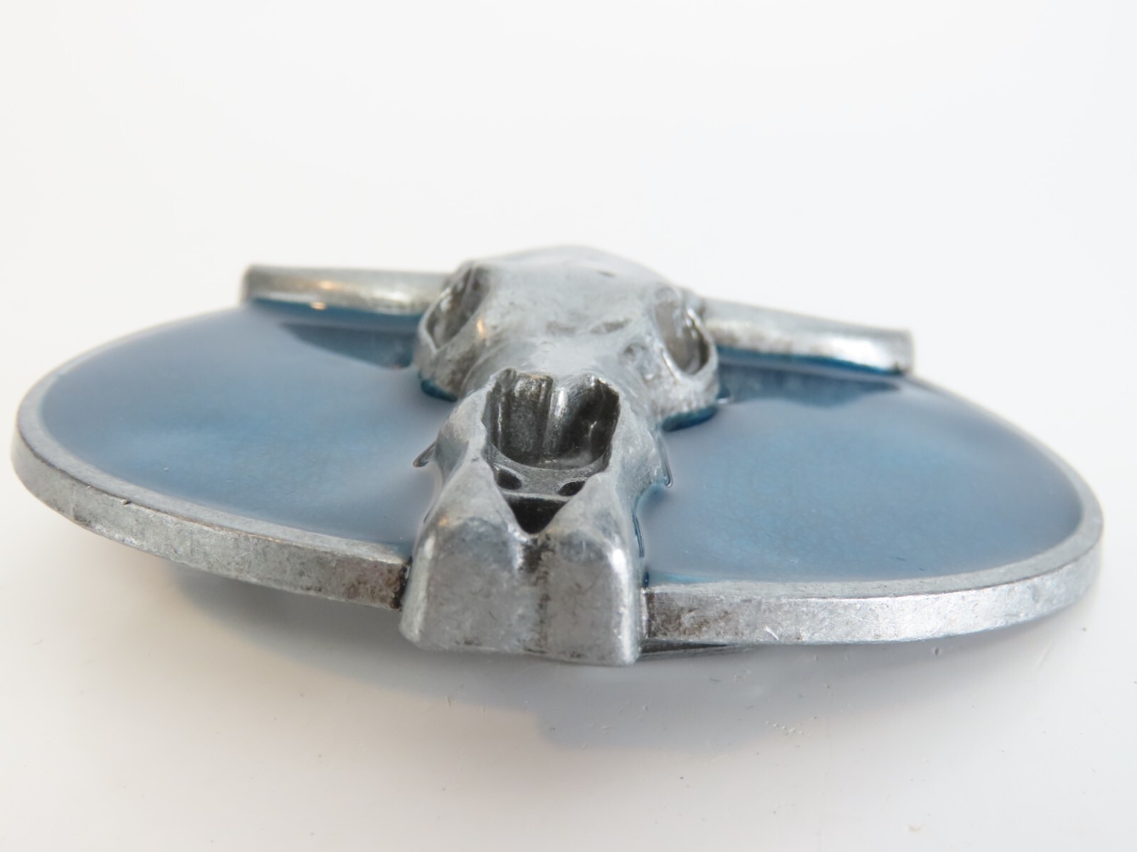 Longhorn Skull Belt Buckle Bull Enameled Blue Metal New