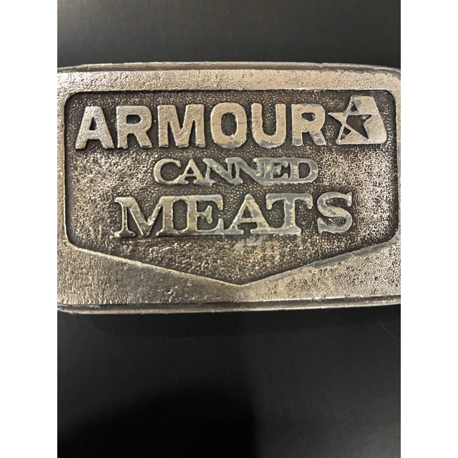 Vintage 1976 Armour Canned Meats Belt Buckle James Lind Wyoming Studio Art Works