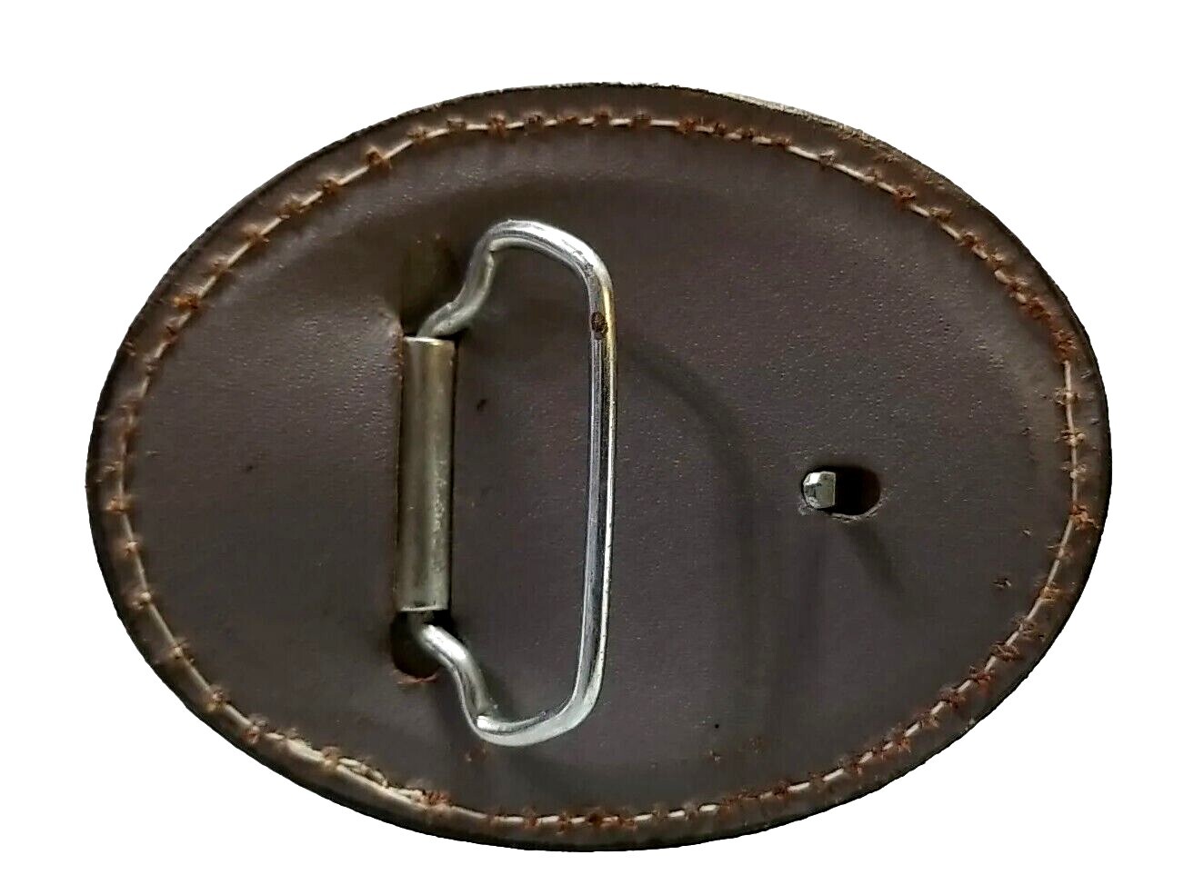 EAGLE Belt BUCKLE w/ GOLD BUCKSTITCHING Lg HANDMADE Brown LEATHER Western/Biker