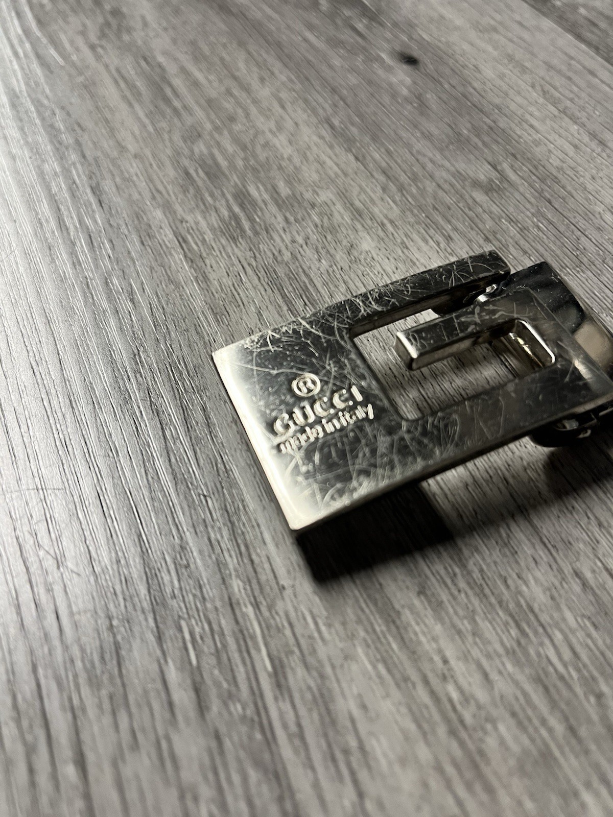 Gucci Archive G Logo Belt Buckle Vintage 90s Heavy Solid Metal Italian Hardware
